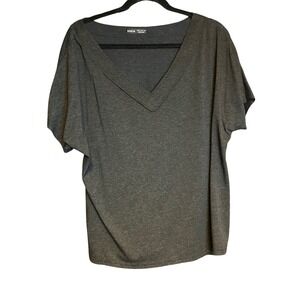SHEIN T-Shirt Women XL Charcoal Grey Excellent V-Neck Dolman Sleeve Relaxed Fit